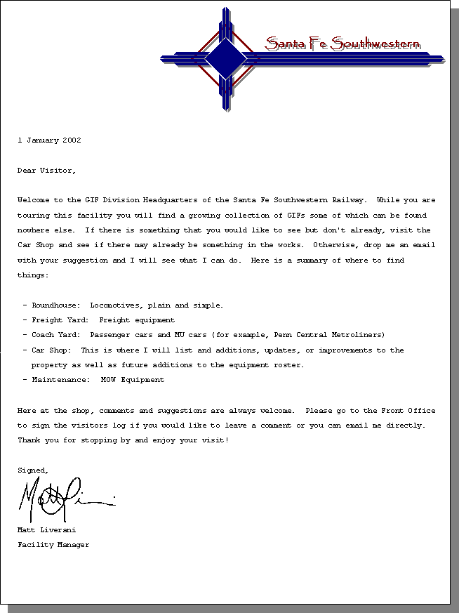 Welcome Letter from the Facility Manager